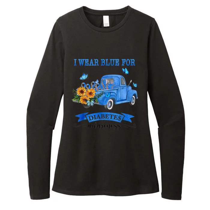 Blue Truck Sunflower I Wear Blue For Diabetes Awareness Gift Meaningful Gift Womens CVC Long Sleeve Shirt