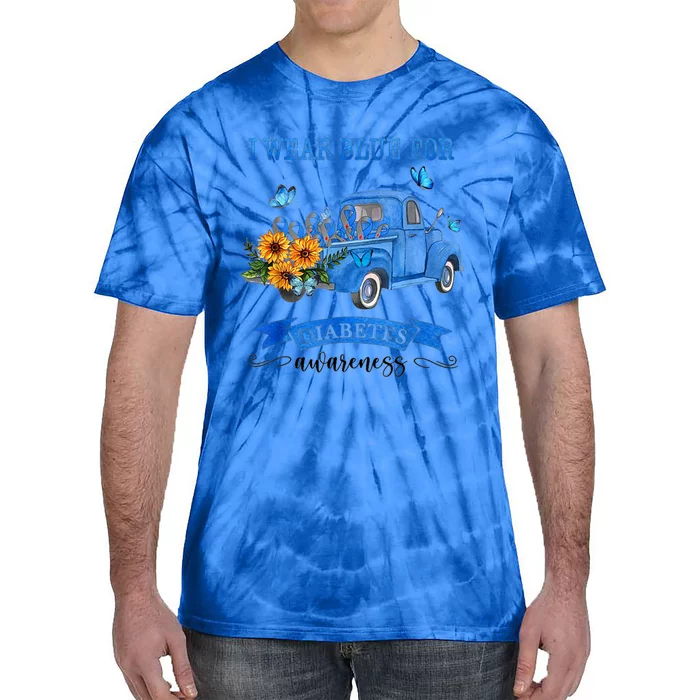 Blue Truck Sunflower I Wear Blue For Diabetes Awareness Gift Meaningful Gift Tie-Dye T-Shirt