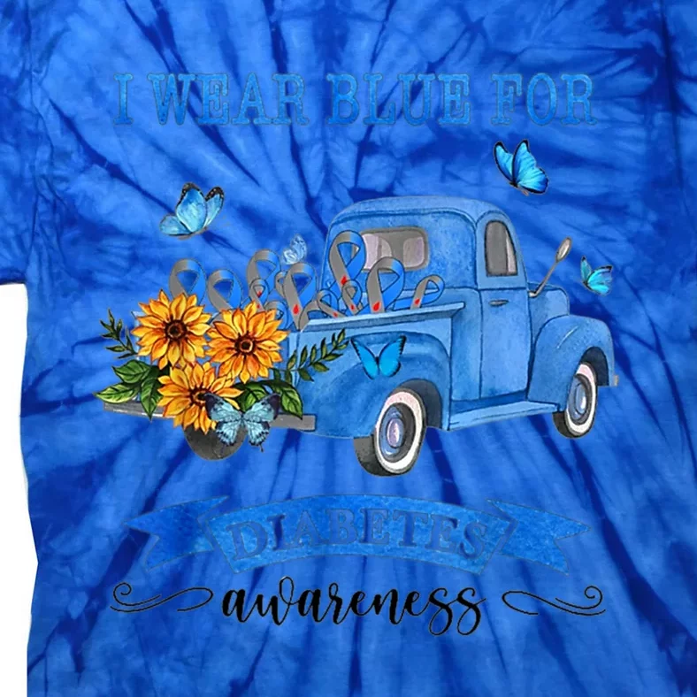 Blue Truck Sunflower I Wear Blue For Diabetes Awareness Gift Meaningful Gift Tie-Dye T-Shirt