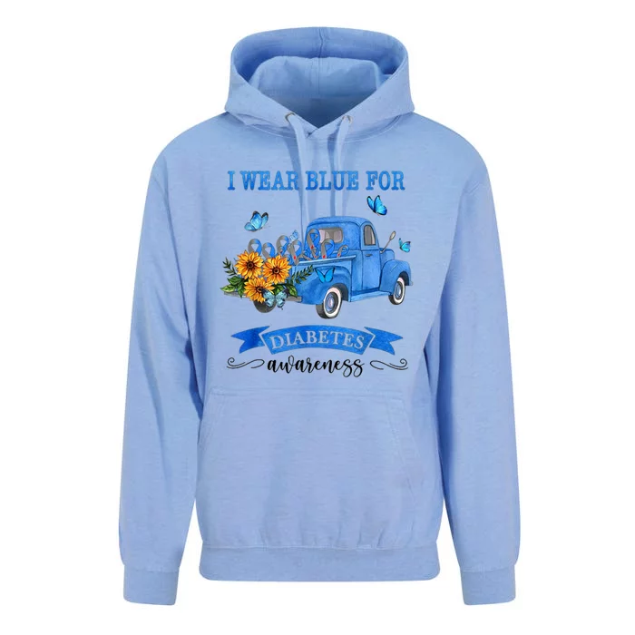 Blue Truck Sunflower I Wear Blue For Diabetes Awareness Gift Meaningful Gift Unisex Surf Hoodie