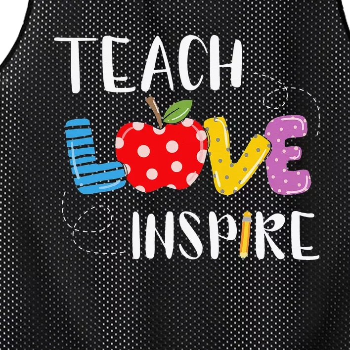 Back To School Teach Love Inspire Teaching Kindness Teacher Mesh Reversible Basketball Jersey Tank