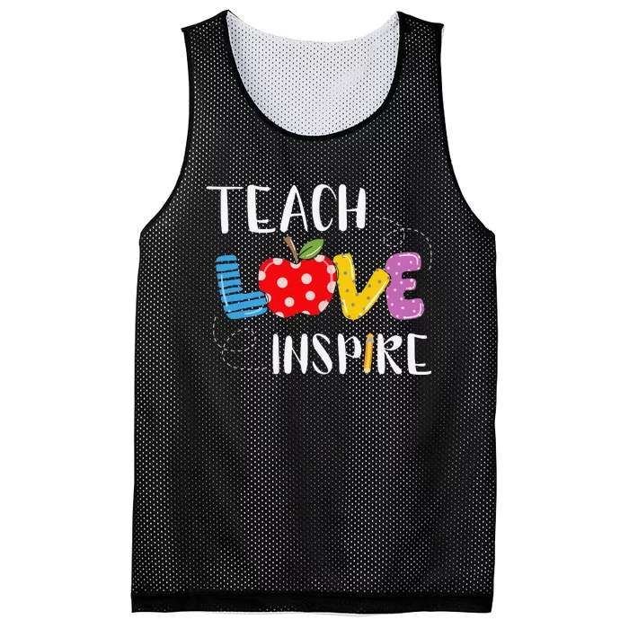 Back To School Teach Love Inspire Teaching Kindness Teacher Mesh Reversible Basketball Jersey Tank