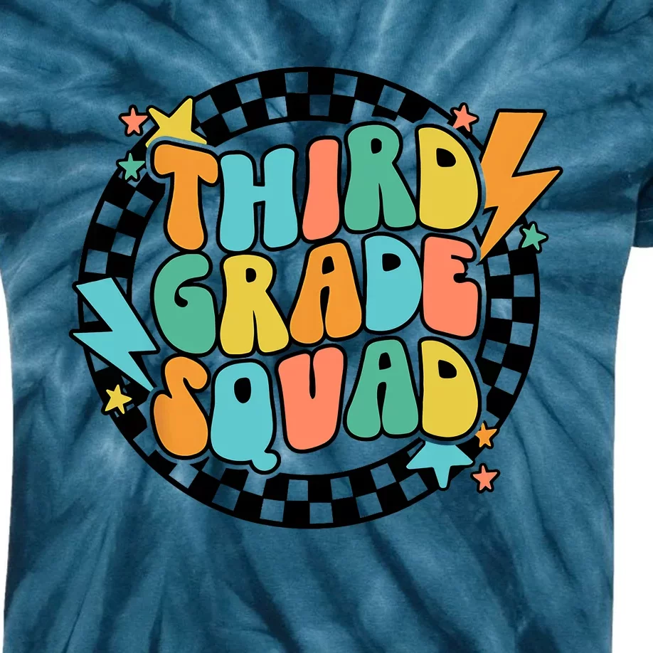 Back To School Groovy Teacher Third 3rd Grade Crew Squad Kids Tie-Dye T-Shirt