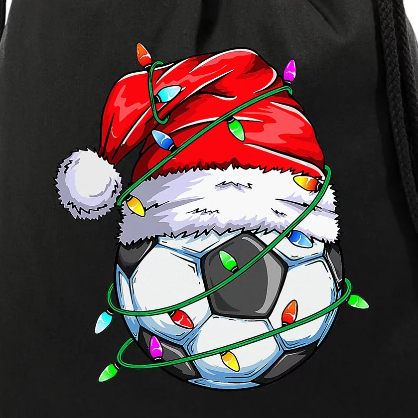 Ball Team Santa Sports Xmas Soccer Drawstring Bag