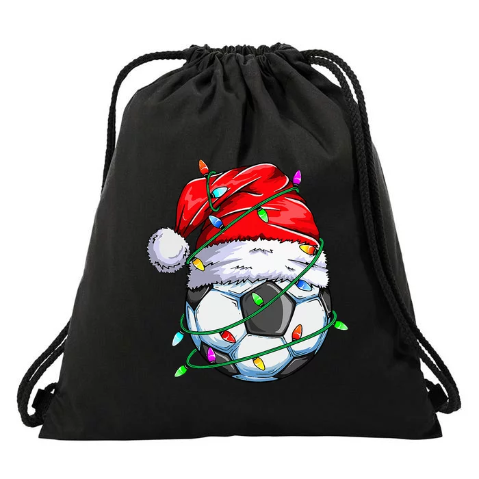 Ball Team Santa Sports Xmas Soccer Drawstring Bag