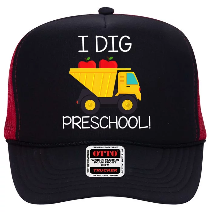 Back to School I Dig Preschool Dump Truck Boy Girl High Crown Mesh Trucker Hat