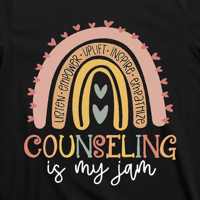 Back To School Counselor Counseling Is My Jam Rainbow T-Shirt