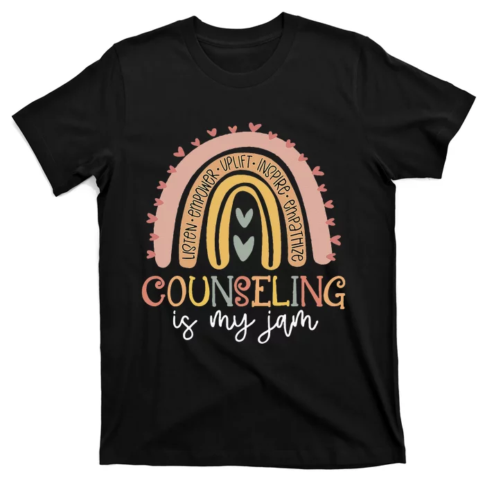 Back To School Counselor Counseling Is My Jam Rainbow T-Shirt