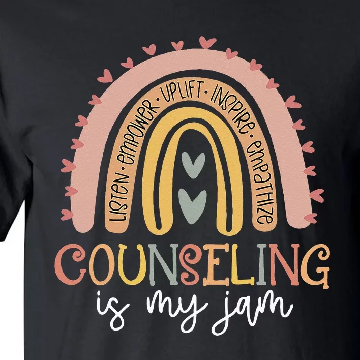 Back To School Counselor Counseling Is My Jam Rainbow Tall T-Shirt