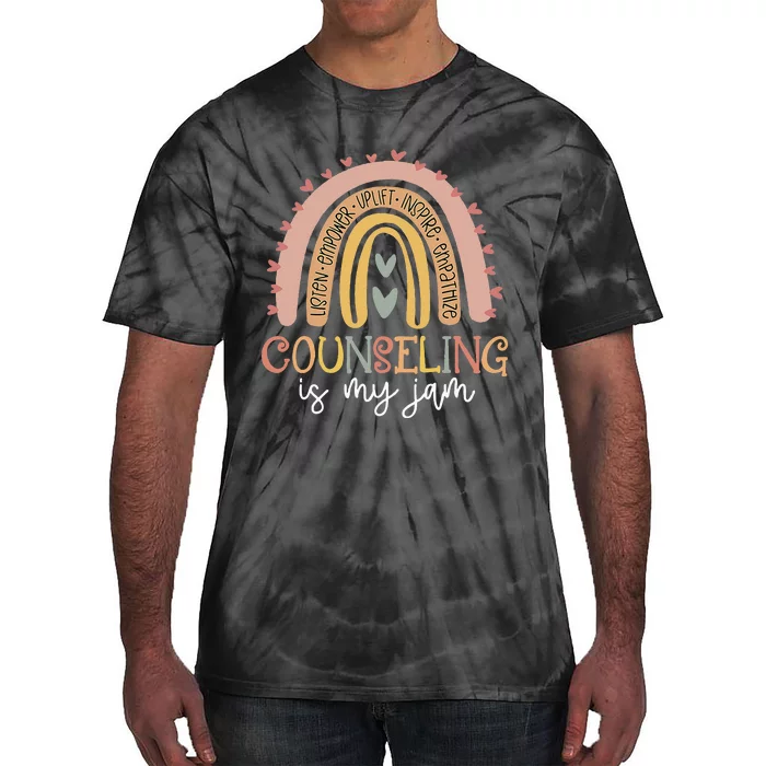 Back To School Counselor Counseling Is My Jam Rainbow Tie-Dye T-Shirt