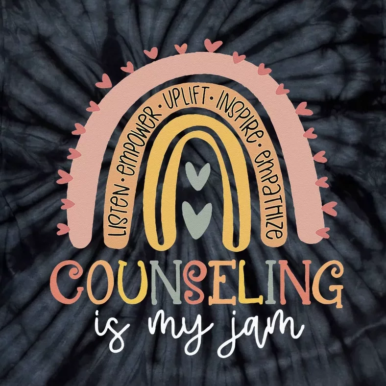 Back To School Counselor Counseling Is My Jam Rainbow Tie-Dye T-Shirt