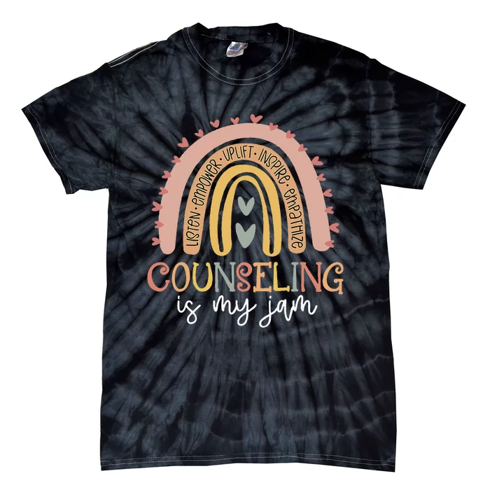 Back To School Counselor Counseling Is My Jam Rainbow Tie-Dye T-Shirt