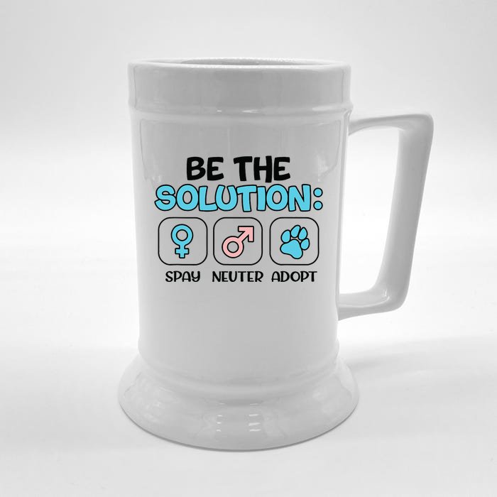 Be The Solution Spay Neuter Adopt Animal Lovers Front & Back Beer Stein