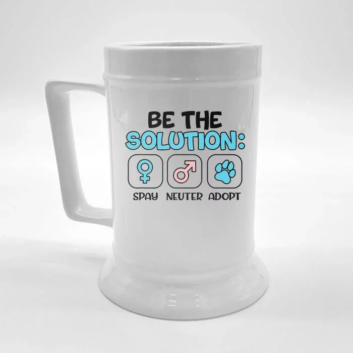 Be The Solution Spay Neuter Adopt Animal Lovers Front & Back Beer Stein