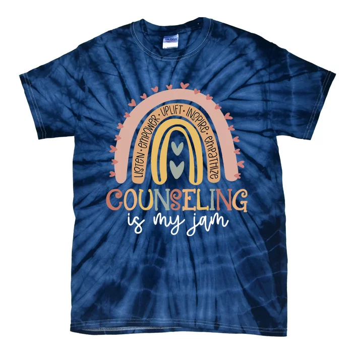 Back to School Counselor Counseling Is My Jam Rainbow Tie-Dye T-Shirt