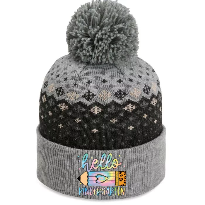 Back To School Hello Kindergarten Leopard Tie Dye Pencil The Baniff Cuffed Pom Beanie