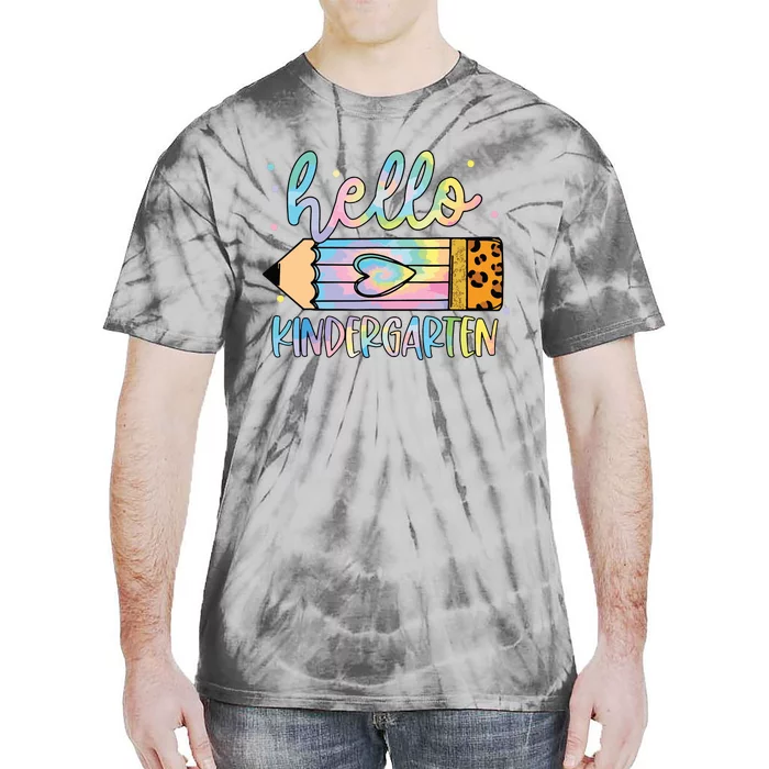 Back To School Hello Kindergarten Leopard Tie Dye Pencil Tie-Dye T-Shirt