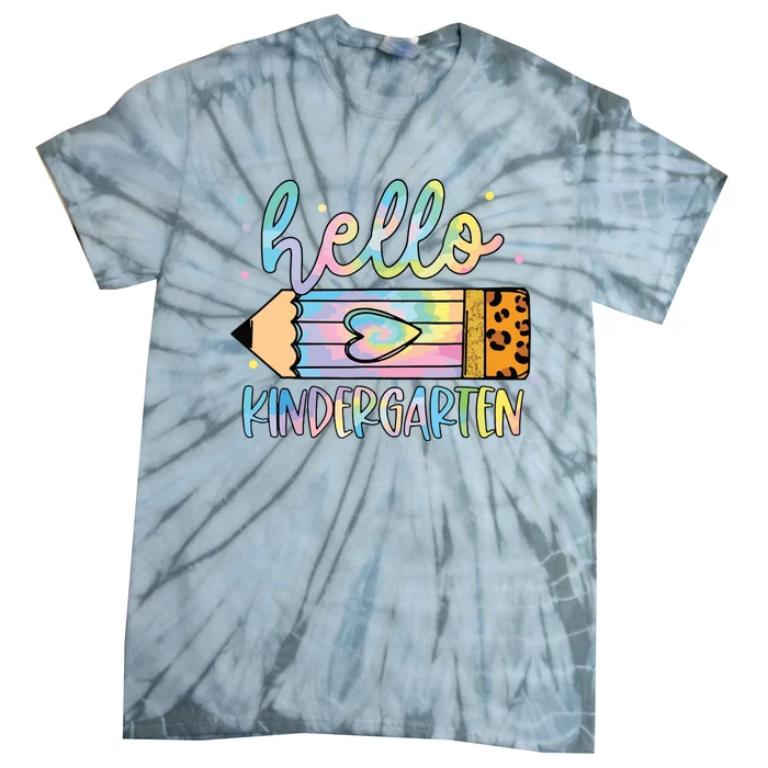 Back To School Hello Kindergarten Leopard Tie Dye Pencil Tie-Dye T-Shirt