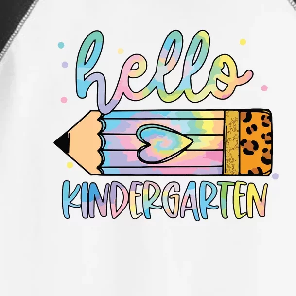 Back To School Hello Kindergarten Leopard Tie Dye Pencil Toddler Fine Jersey T-Shirt