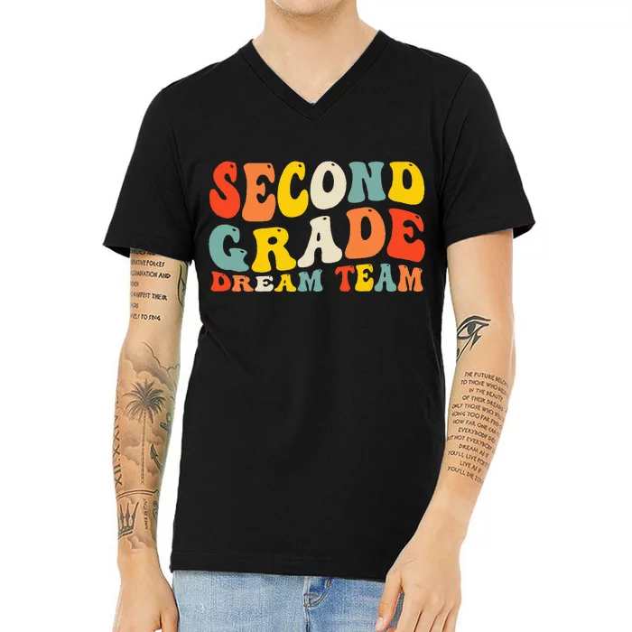 Back To School 2nd Grade Dream Team Teacher Second Grade V-Neck T-Shirt