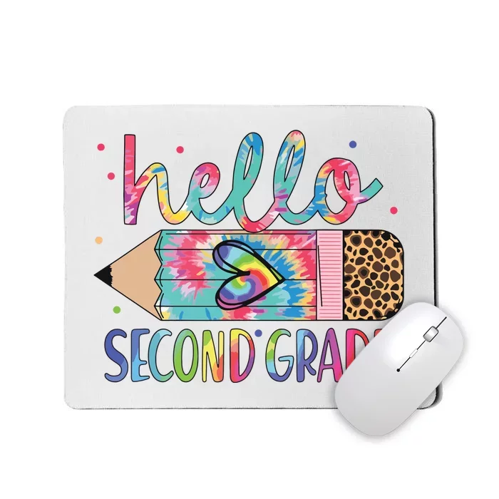 Back To School Hello Second 2nd Grade Leopard Tie Dye Pencil Mousepad