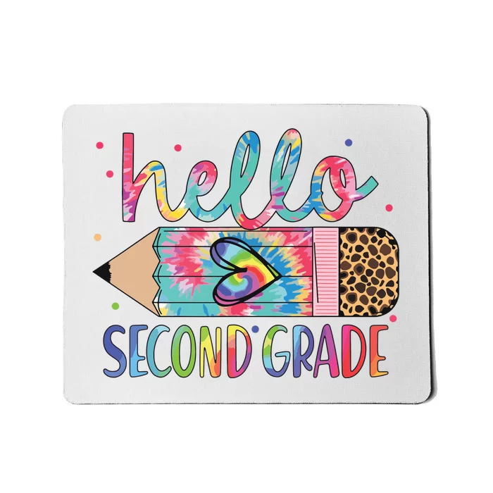 Back To School Hello Second 2nd Grade Leopard Tie Dye Pencil Mousepad