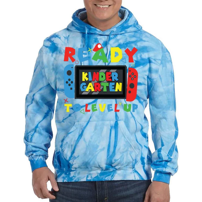 Back To School Kindergarten Ready To Level Up Gamer Tie Dye Hoodie