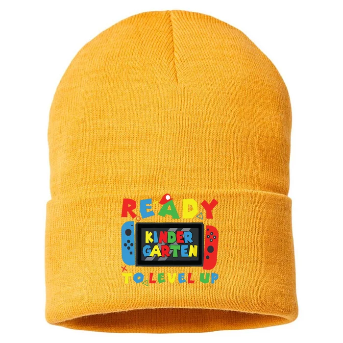 Back To School Kindergarten Ready To Level Up Gamer Sustainable Knit Beanie