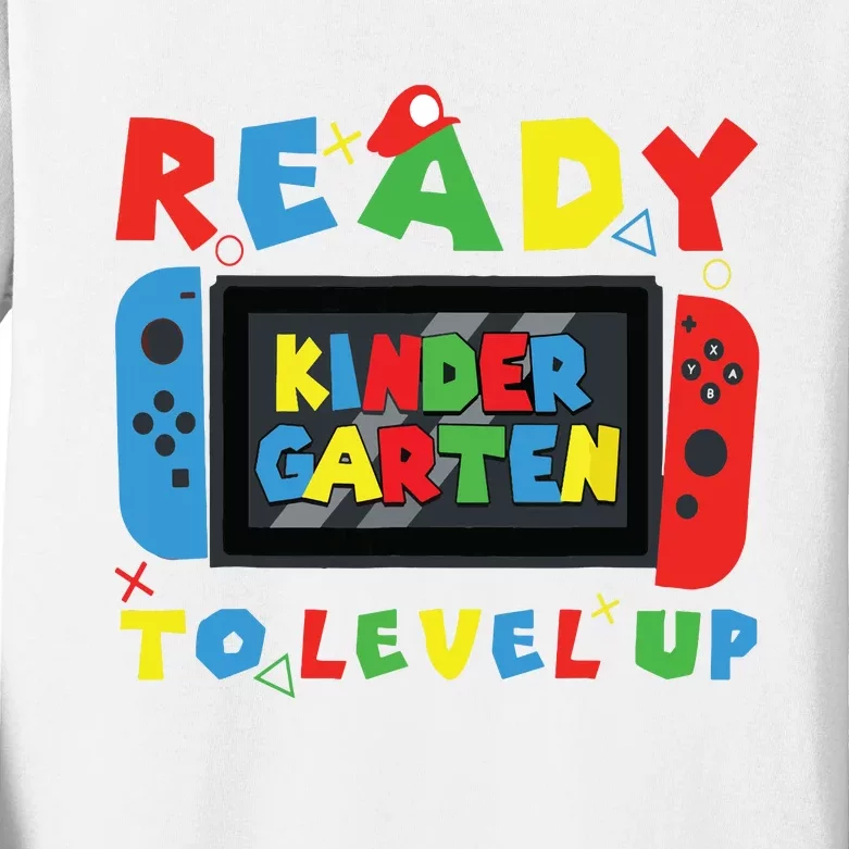 Back To School Kindergarten Ready To Level Up Gamer Kids Long Sleeve Shirt