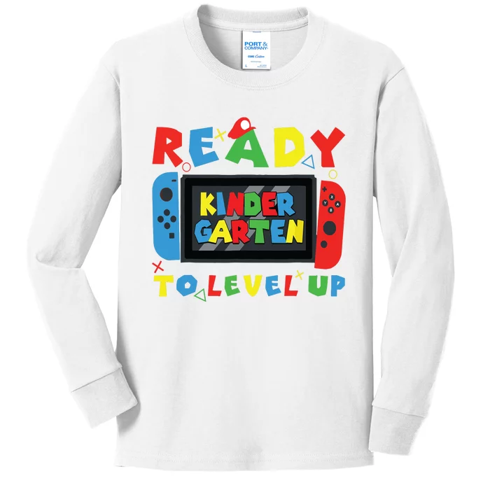 Back To School Kindergarten Ready To Level Up Gamer Kids Long Sleeve Shirt