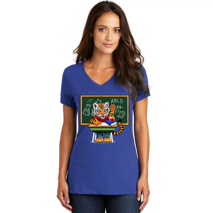 Back To School Tiger Women's V-Neck T-Shirt