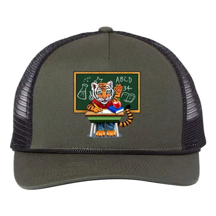 Back To School Tiger Retro Rope Trucker Hat Cap