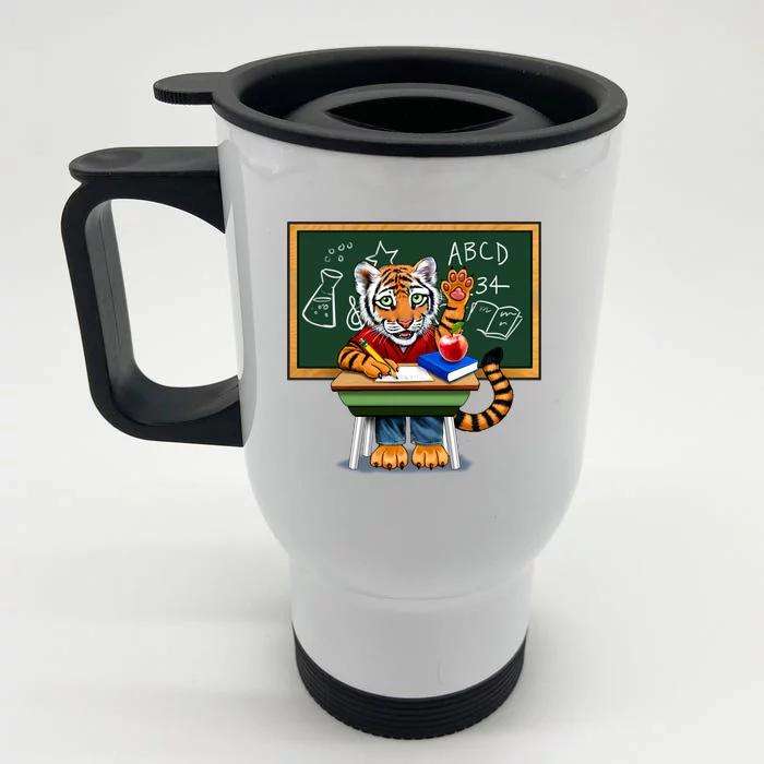 Back To School Tiger Front & Back Stainless Steel Travel Mug