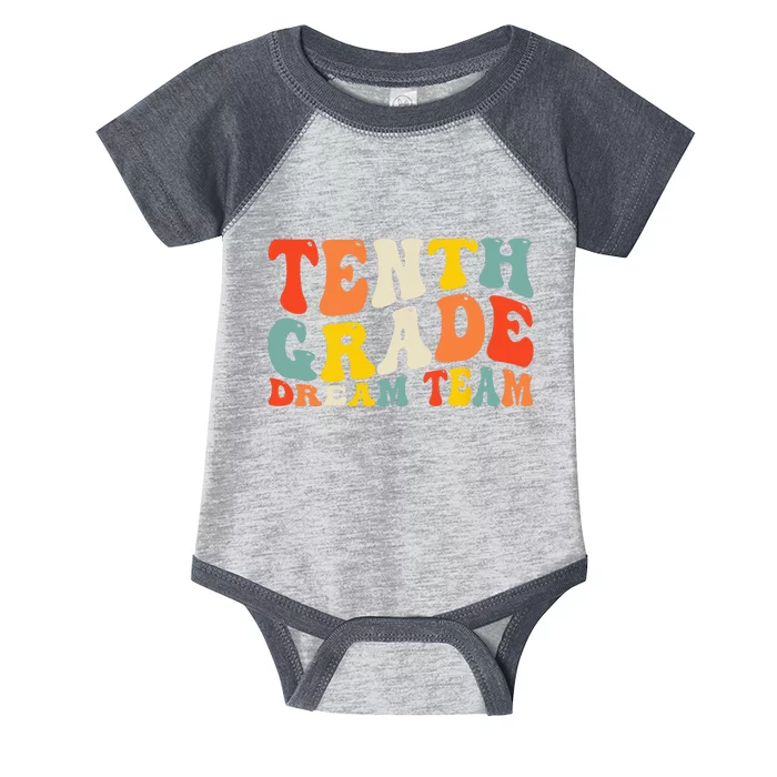 Back To School 10th Grade Dream Team Teacher Tenth Grade Infant Baby Jersey Bodysuit