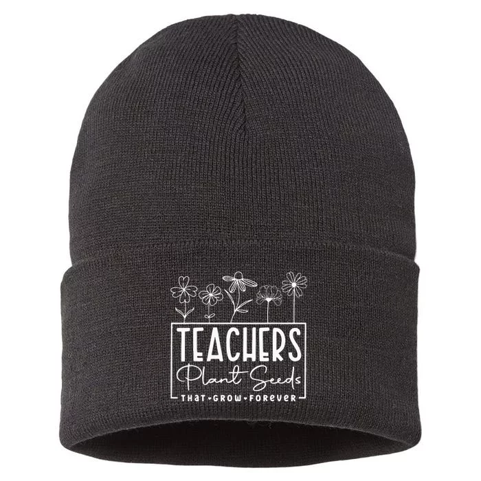 Back To School Teachers Plant Seeds That Grow Forever Women Sustainable Knit Beanie