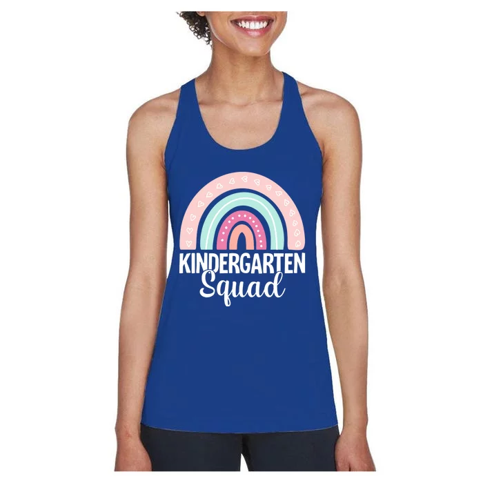 Back To School Rainbow Kindergarten Squad Teacher Gift Women's Racerback Tank