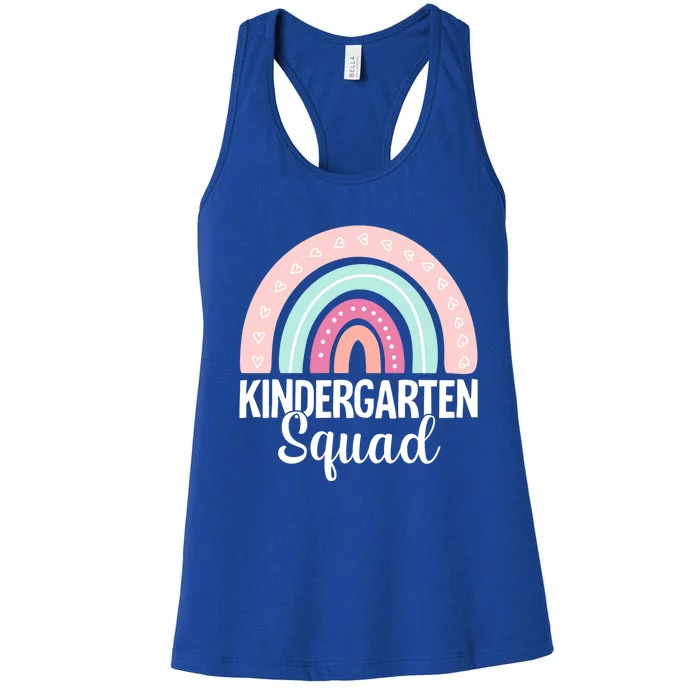 Back To School Rainbow Kindergarten Squad Teacher Gift Women's Racerback Tank