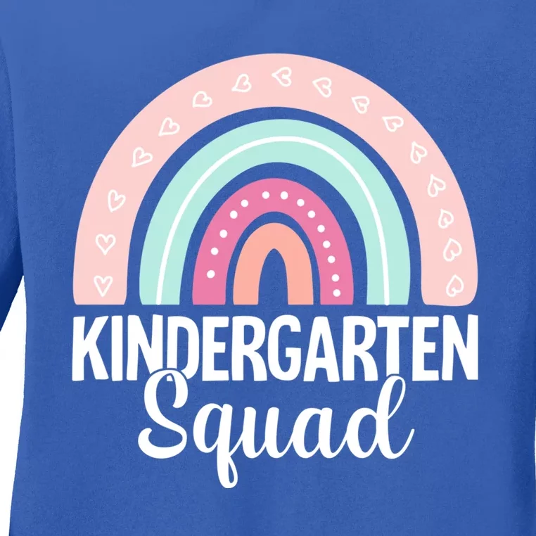 Back To School Rainbow Kindergarten Squad Teacher Gift Ladies Long Sleeve Shirt