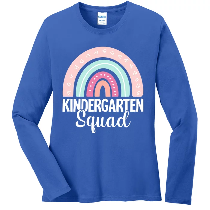 Back To School Rainbow Kindergarten Squad Teacher Gift Ladies Long Sleeve Shirt