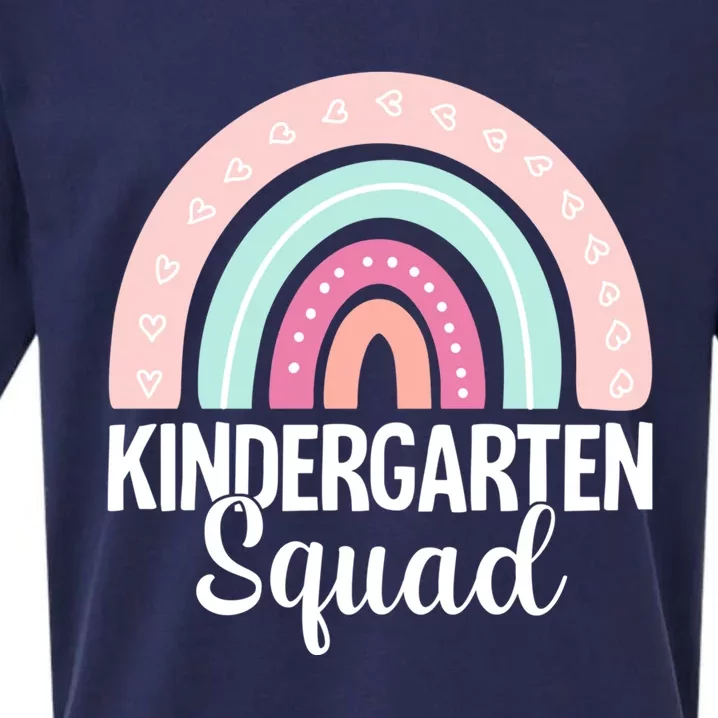 Back To School Rainbow Kindergarten Squad Teacher Gift Sueded Cloud Jersey T-Shirt