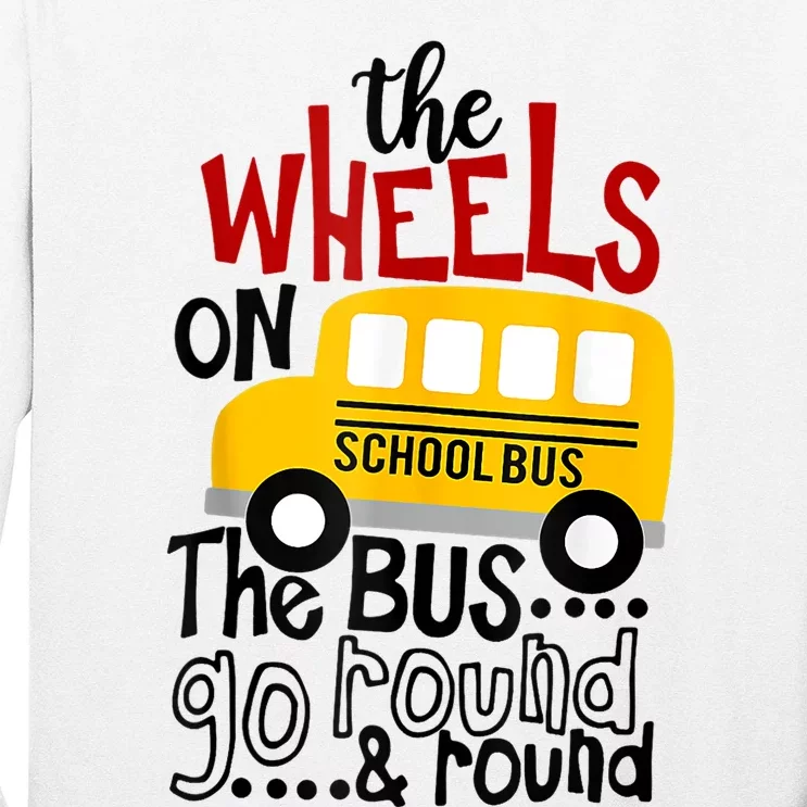 Back To School Funny The Wheels On The Bus Kids Boy Long Sleeve Shirt