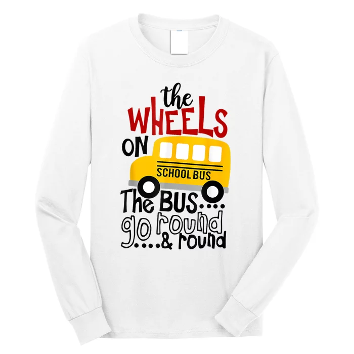 Back To School Funny The Wheels On The Bus Kids Boy Long Sleeve Shirt