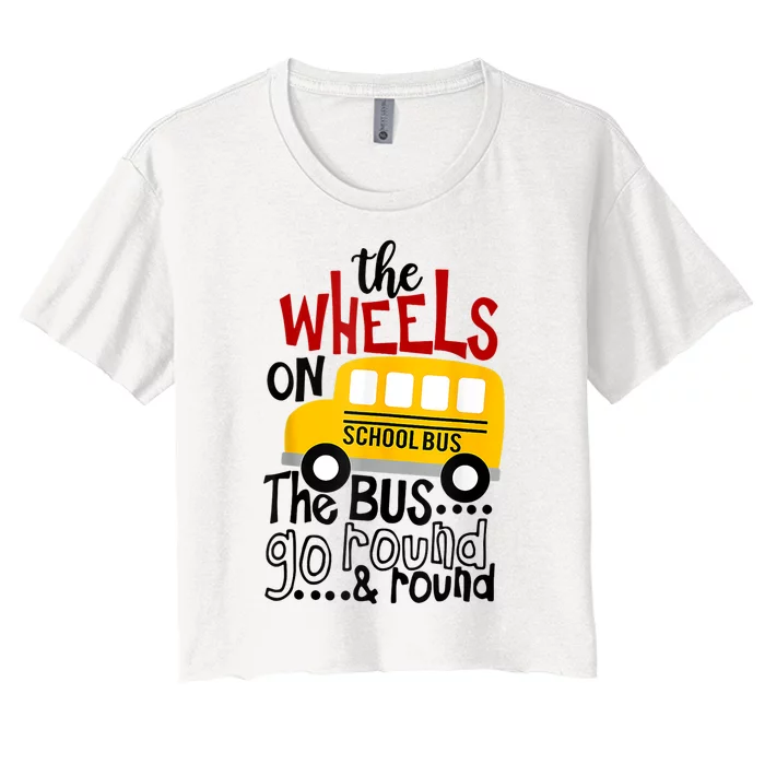 Back To School Funny The Wheels On The Bus Kids Boy Women's Crop Top Tee