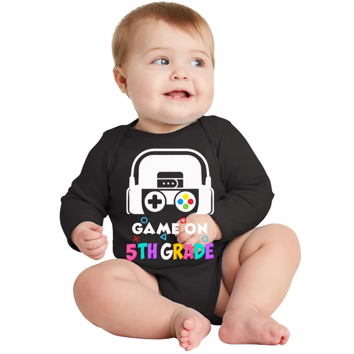 Back To School Game On 5th Grade Funny Gamer Baby Long Sleeve Bodysuit