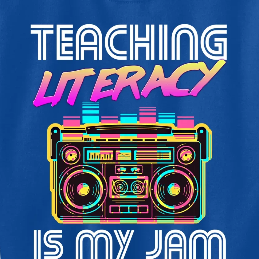 Back To School Retro Literacy Is My Jam 80S Teacher Boombox Gift Kids Sweatshirt