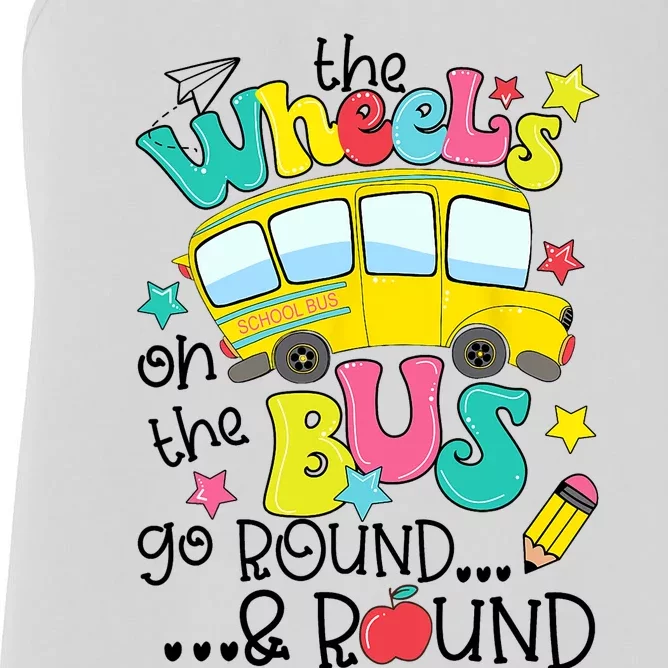 Back To School Funny The WHEELS On The BUS School Bus Driver Women's Racerback Tank