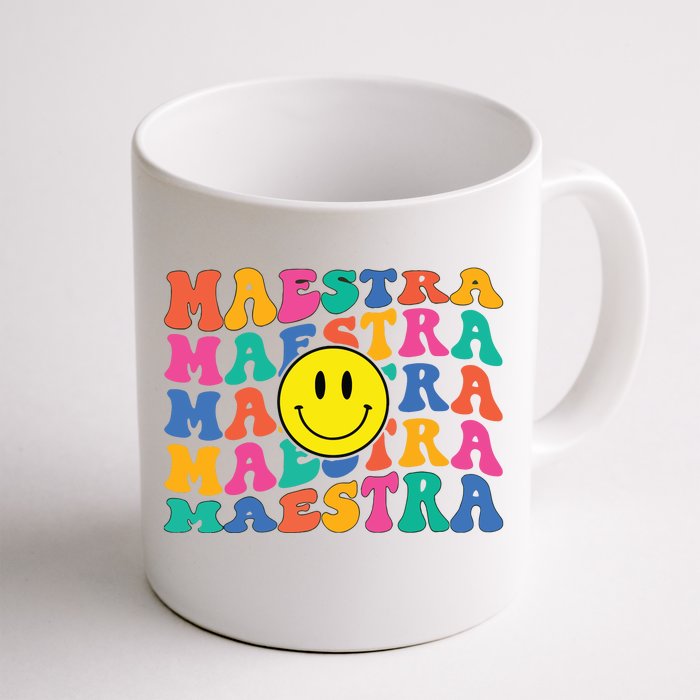 Back To School Maestra Cute Funny Spanish Teacher Front & Back Coffee Mug