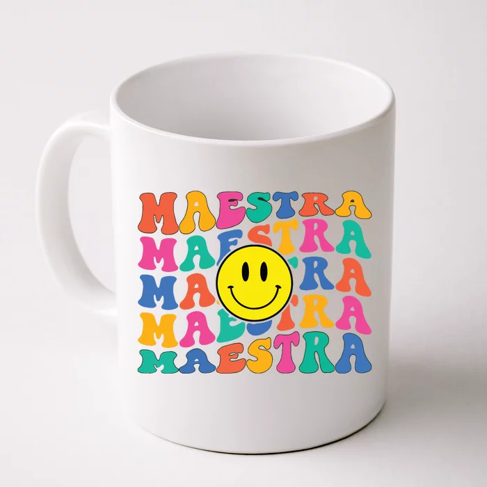 Back To School Maestra Cute Funny Spanish Teacher Front & Back Coffee Mug