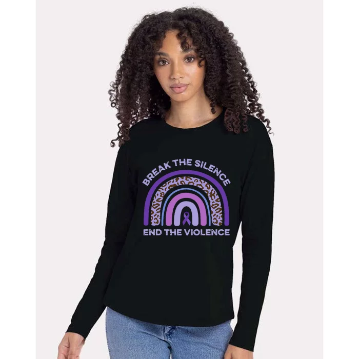 Break The Silence End Domestic Violence Awareness Rainbow Womens Cotton Relaxed Long Sleeve T-Shirt