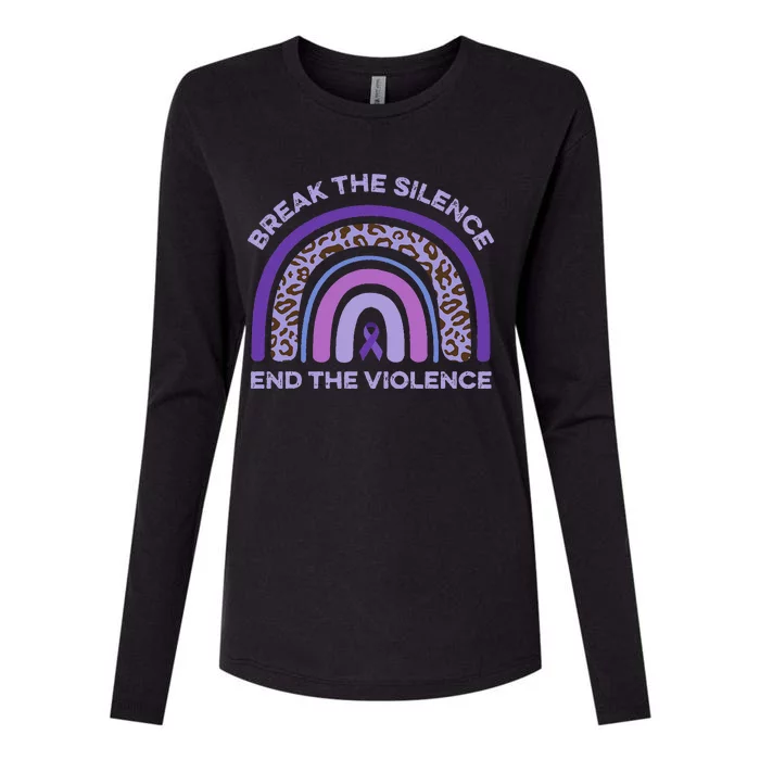 Break The Silence End Domestic Violence Awareness Rainbow Womens Cotton Relaxed Long Sleeve T-Shirt